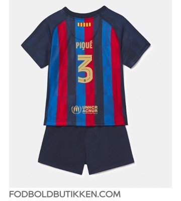 Barcelona Gerard Pique #3 Hjemmebanetrøje Børn 2022-23 Kortærmet (+ Korte bukser)